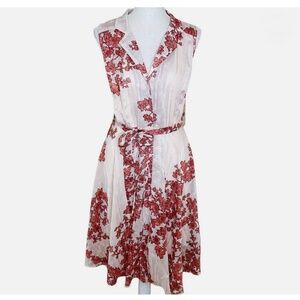 Nanette By Nanette LePore Midi Button-up Dress 10 Apricot Glow Belted Lined